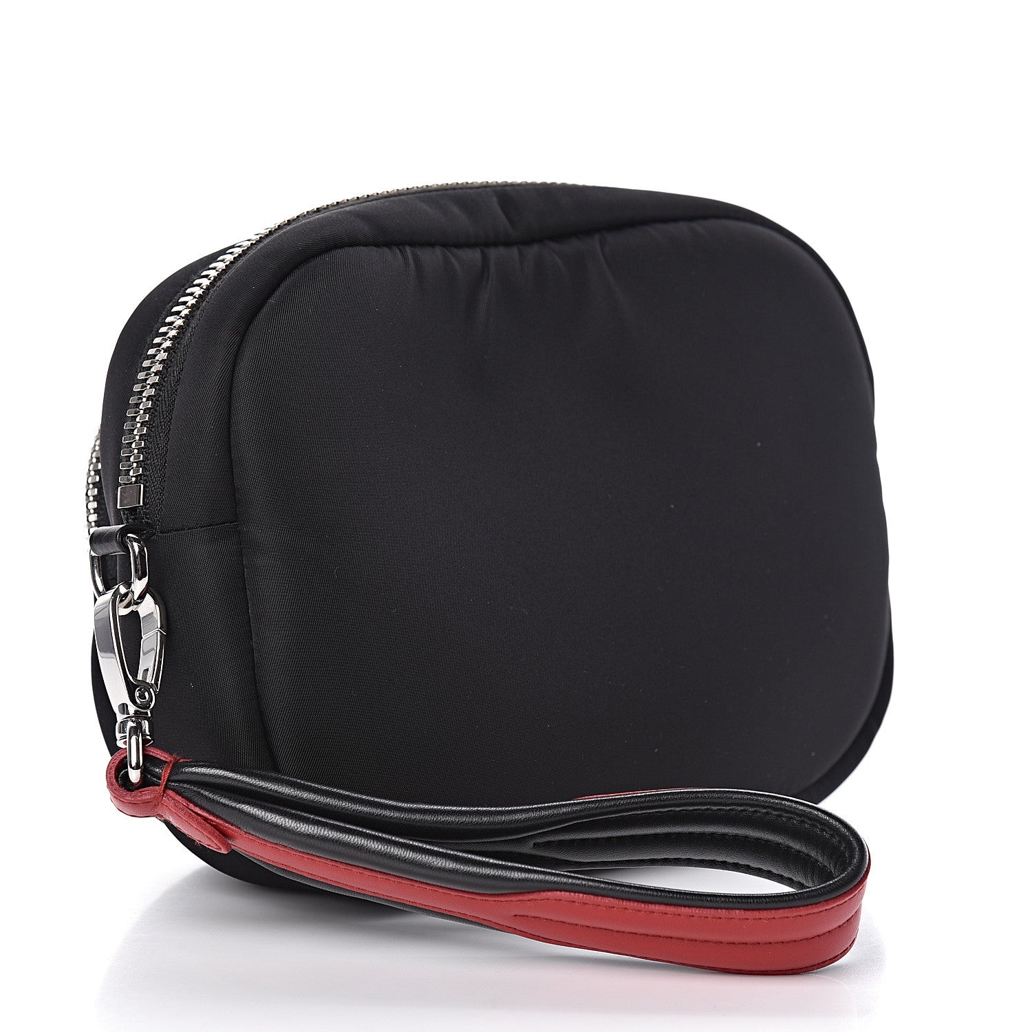 Prada Tessuto Nylon Pocket Wristlet Pouch Black Fuoco 3 of 12