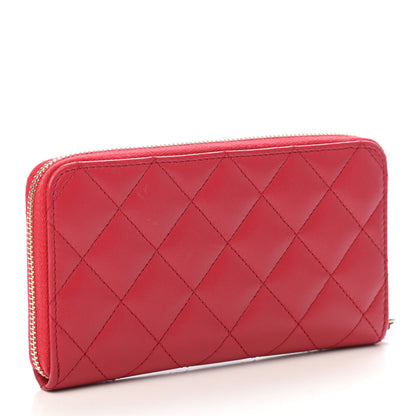 Chanel Lambskin Quilted Small Zip Around Wallet Dark Pink 2 of 4