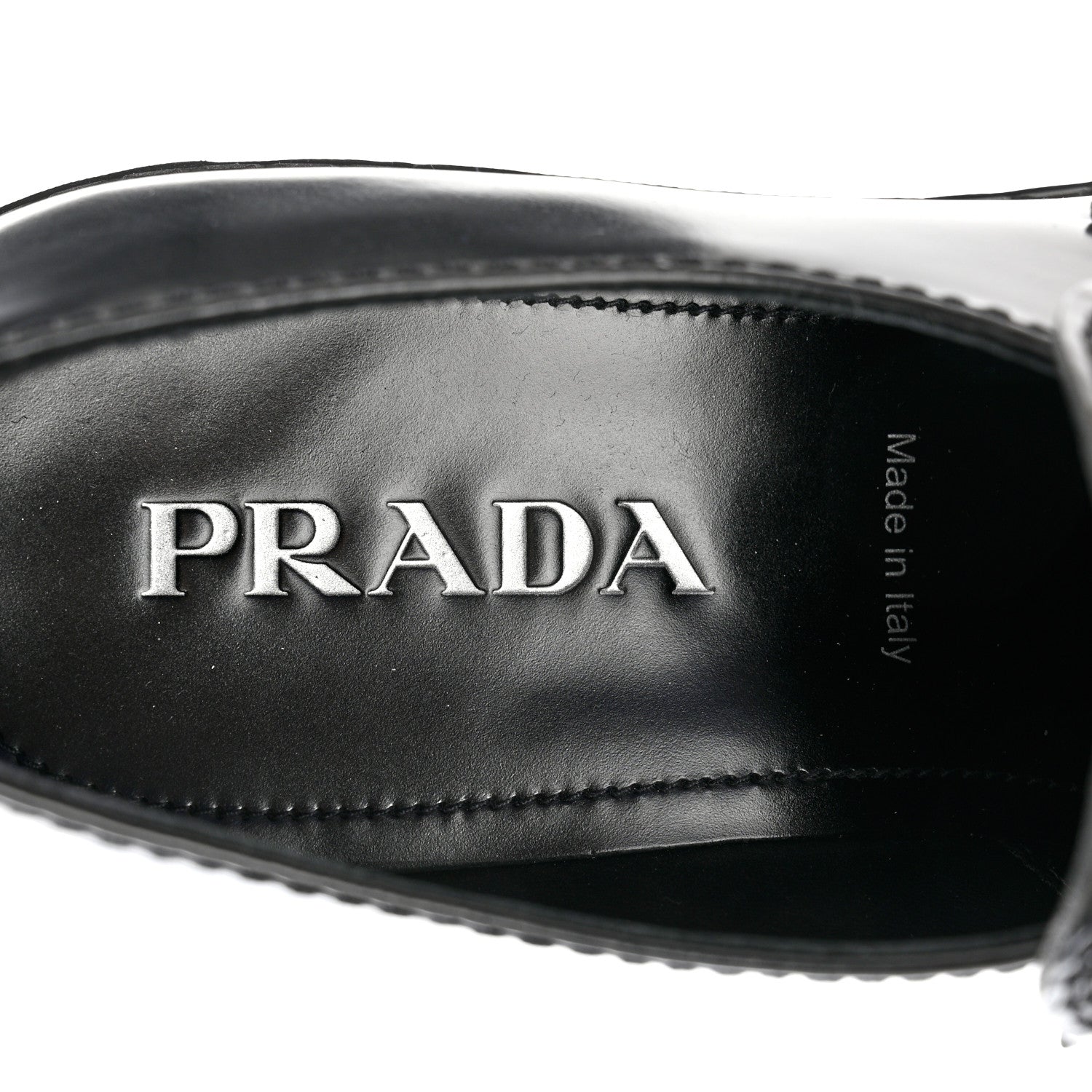 Prada Spazzolato Metal Triangle Logo Mens 35mm Loafers 8 Black 6 of 8
