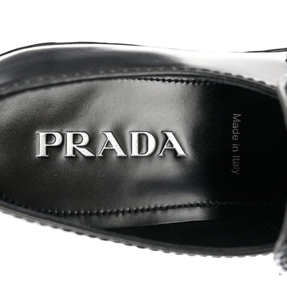 Prada Spazzolato Metal Triangle Logo Mens 35mm Loafers 8 Black 6 of 8