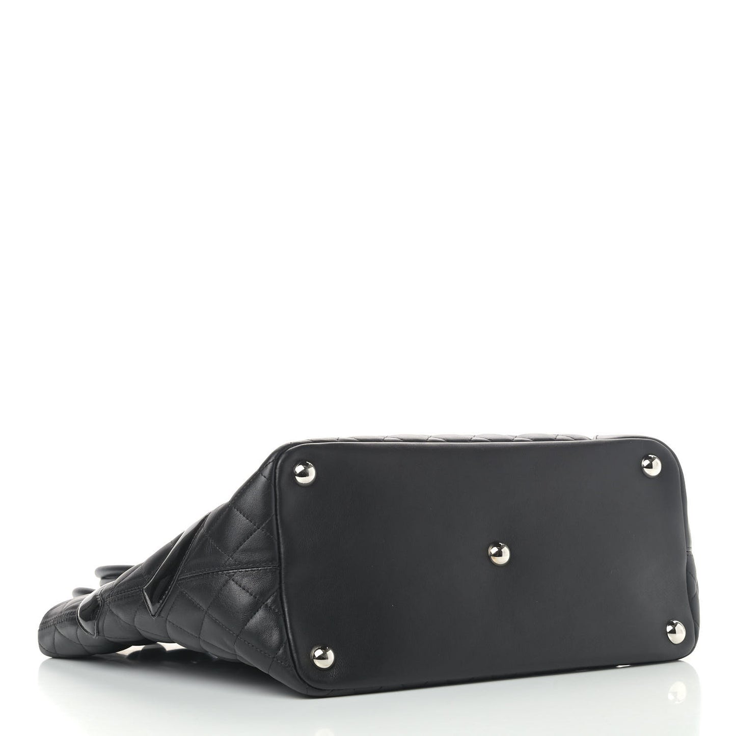 Calfskin Quilted Large Cambon Tote Black