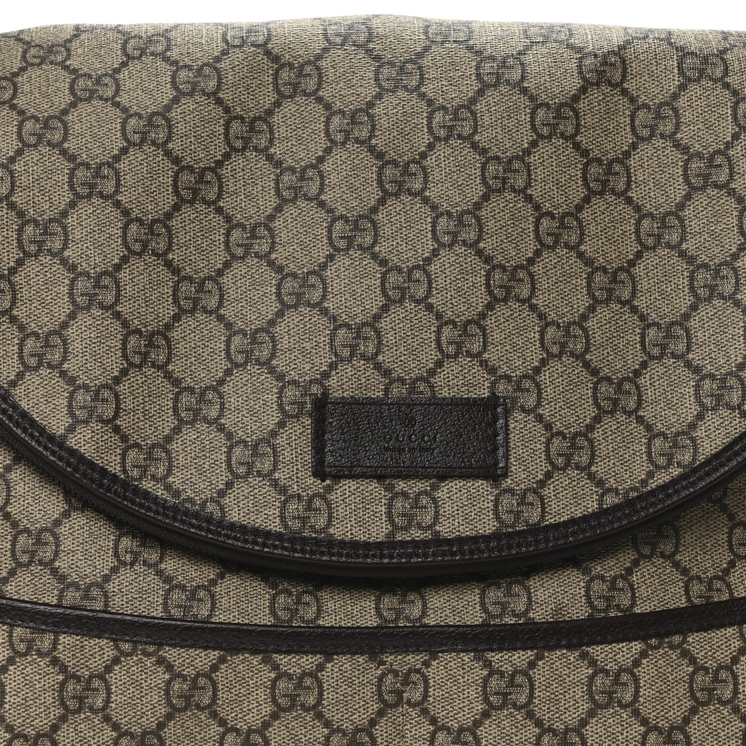 Gucci GG Supreme Monogram Selleria Calfskin Large Diaper Bag Beige Ebony Cocoa Dark Chocolate 8 of 10