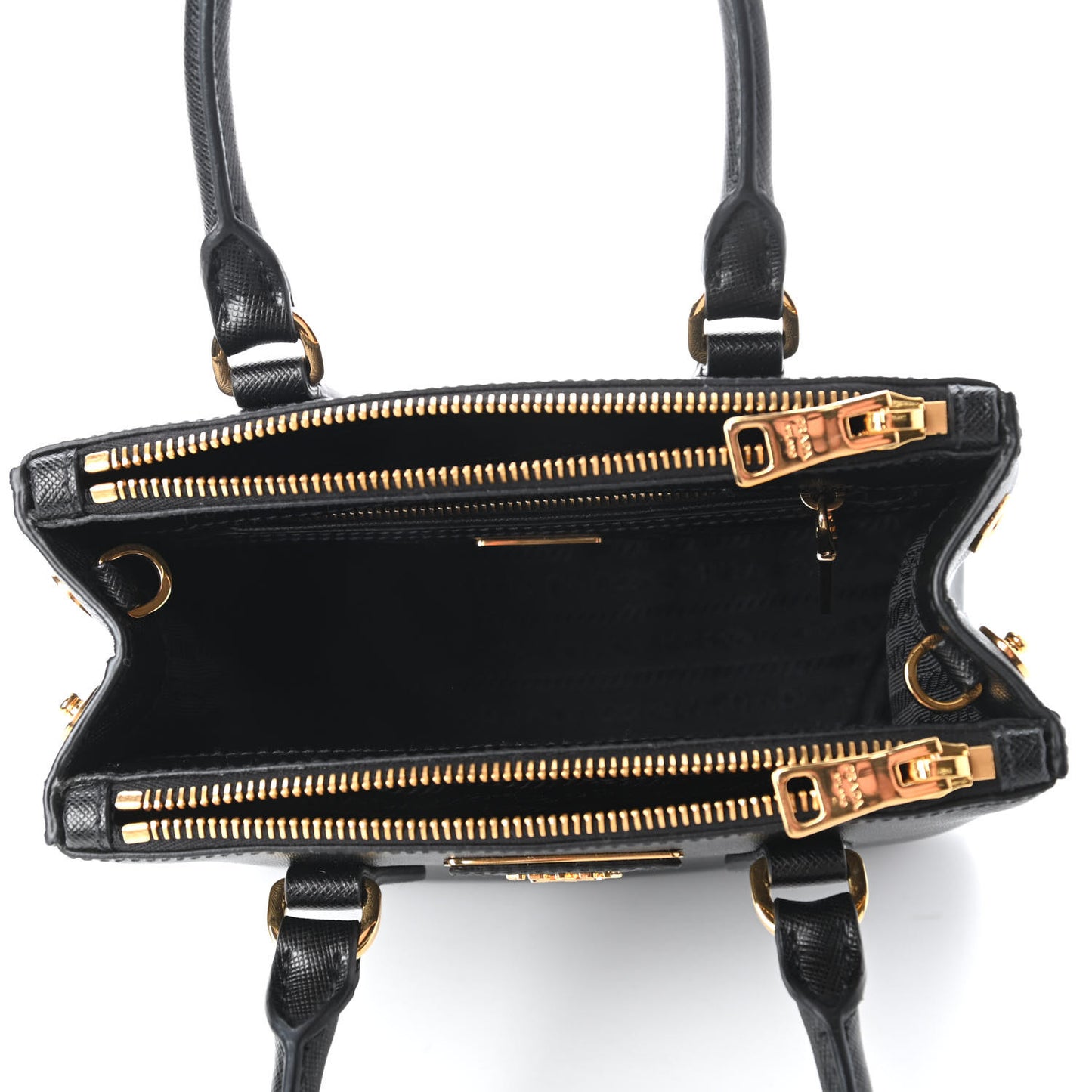 Saffiano Lux Mini Galleria Double Zip Tote Black