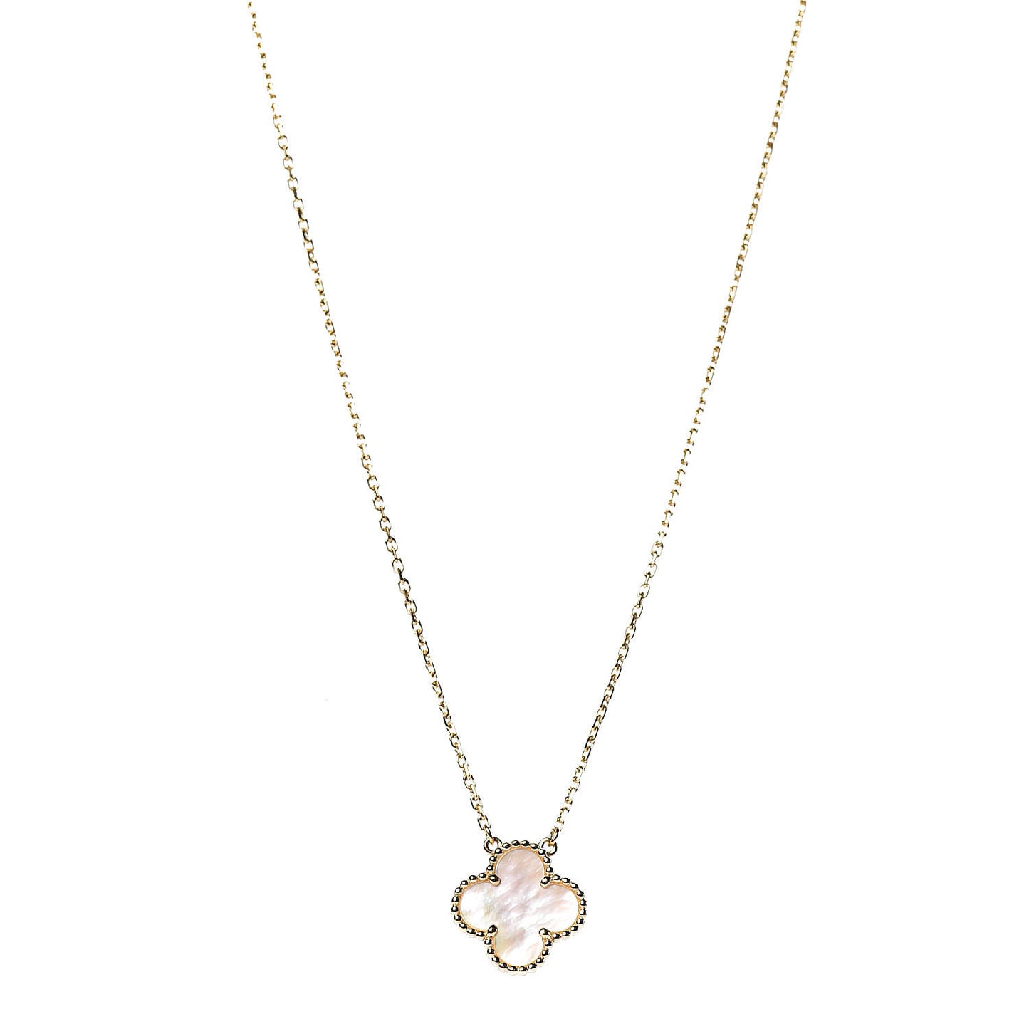 18K Yellow Gold Mother of Pearl Vintage Alhambra Pendant Necklace