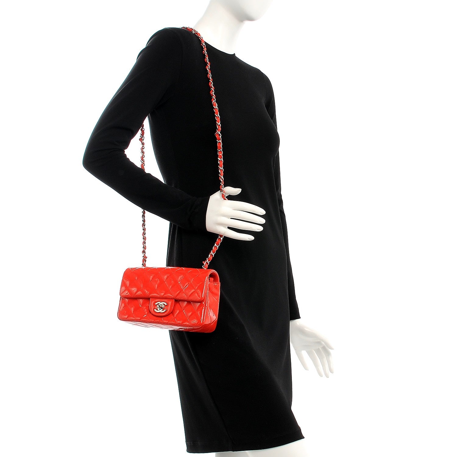 Chanel Patent Calfskin Quilted Mini Rectangular Flap Red 2 of 8