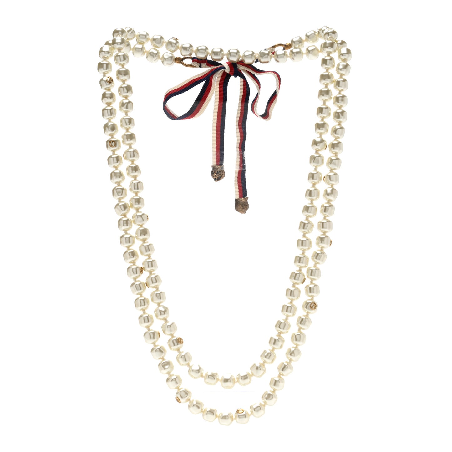Pearl Ribbon Feline Strand Necklace