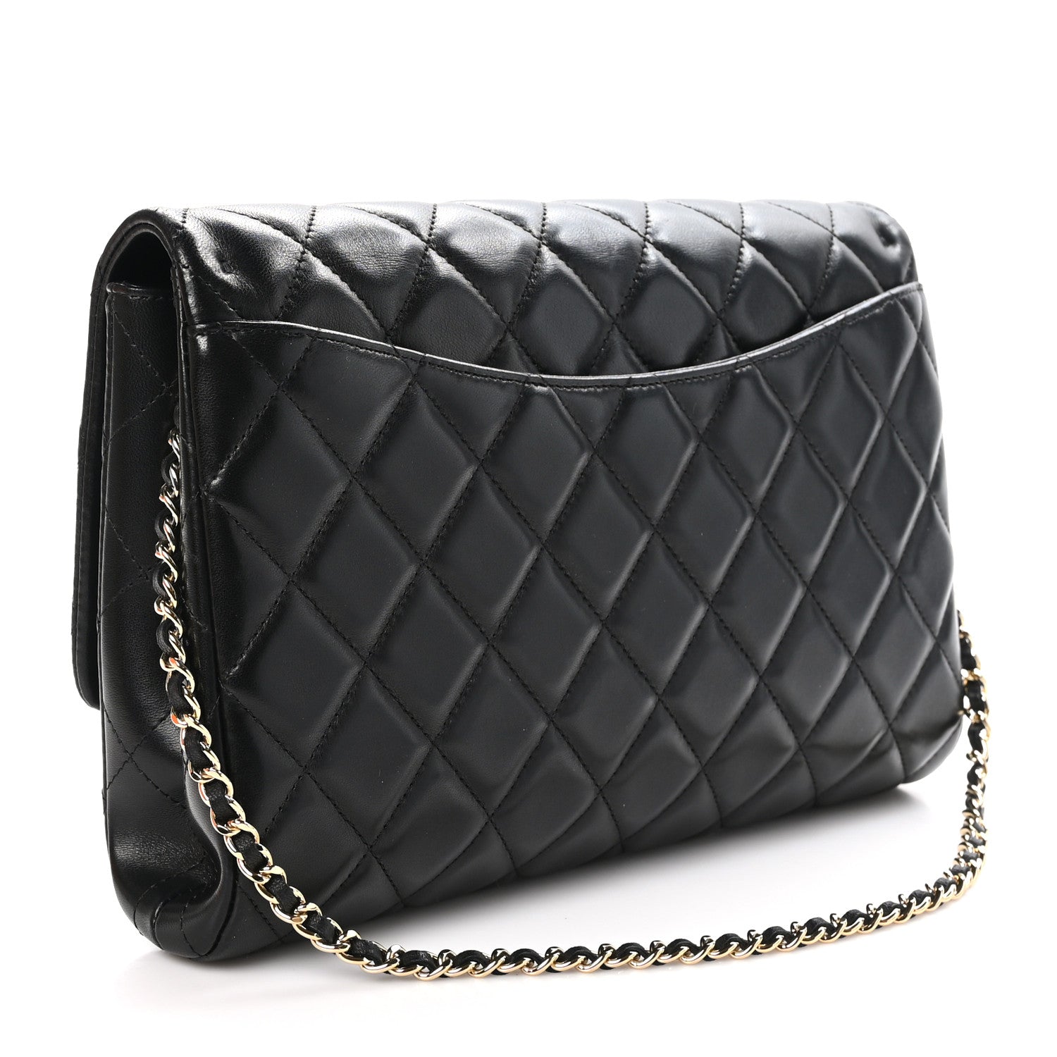 Chanel Lambskin Quilted Clutch With Chain Flap Black 3 of 11