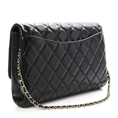 Chanel Lambskin Quilted Clutch With Chain Flap Black 3 of 11