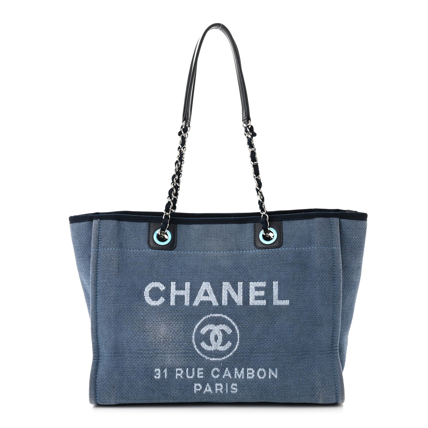 Chanel Canvas Small Deauville Tote Blue 1 of 10