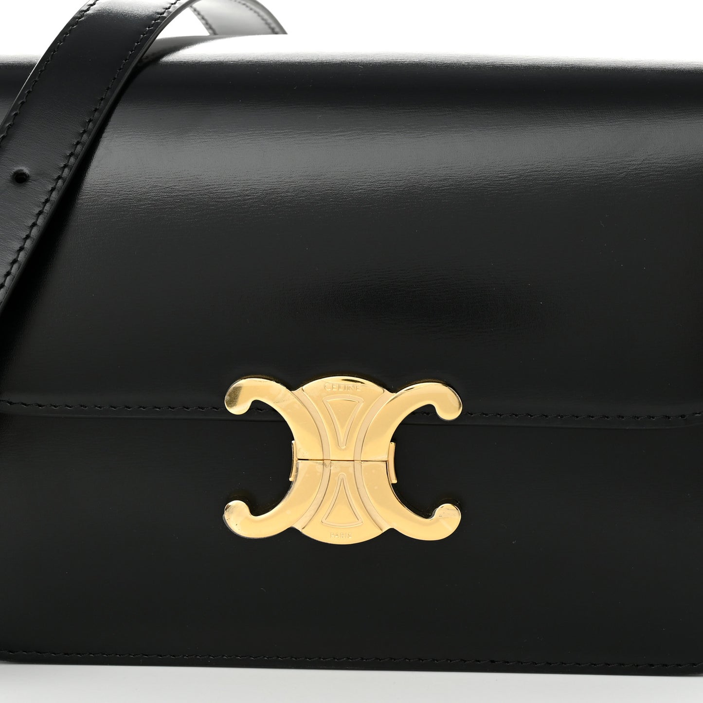 Shiny Calfskin Medium Triomphe Black
