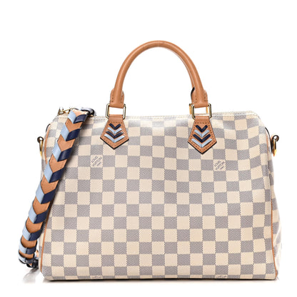 Louis Vuitton Damier Azur Braided Speedy Bandouliere 30 Blue 1 of 20