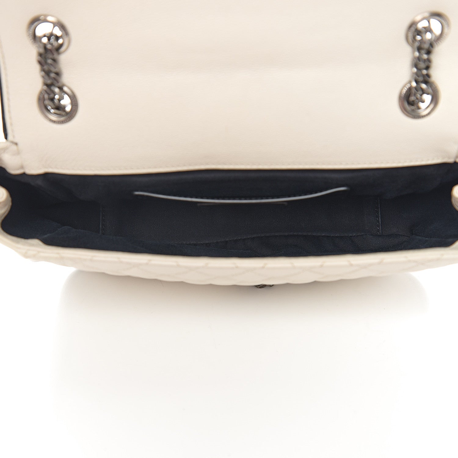 Saint Laurent Sheepskin Tri-Quilt Monogram Medium Soft Envelope Bag White Black 4 of 9