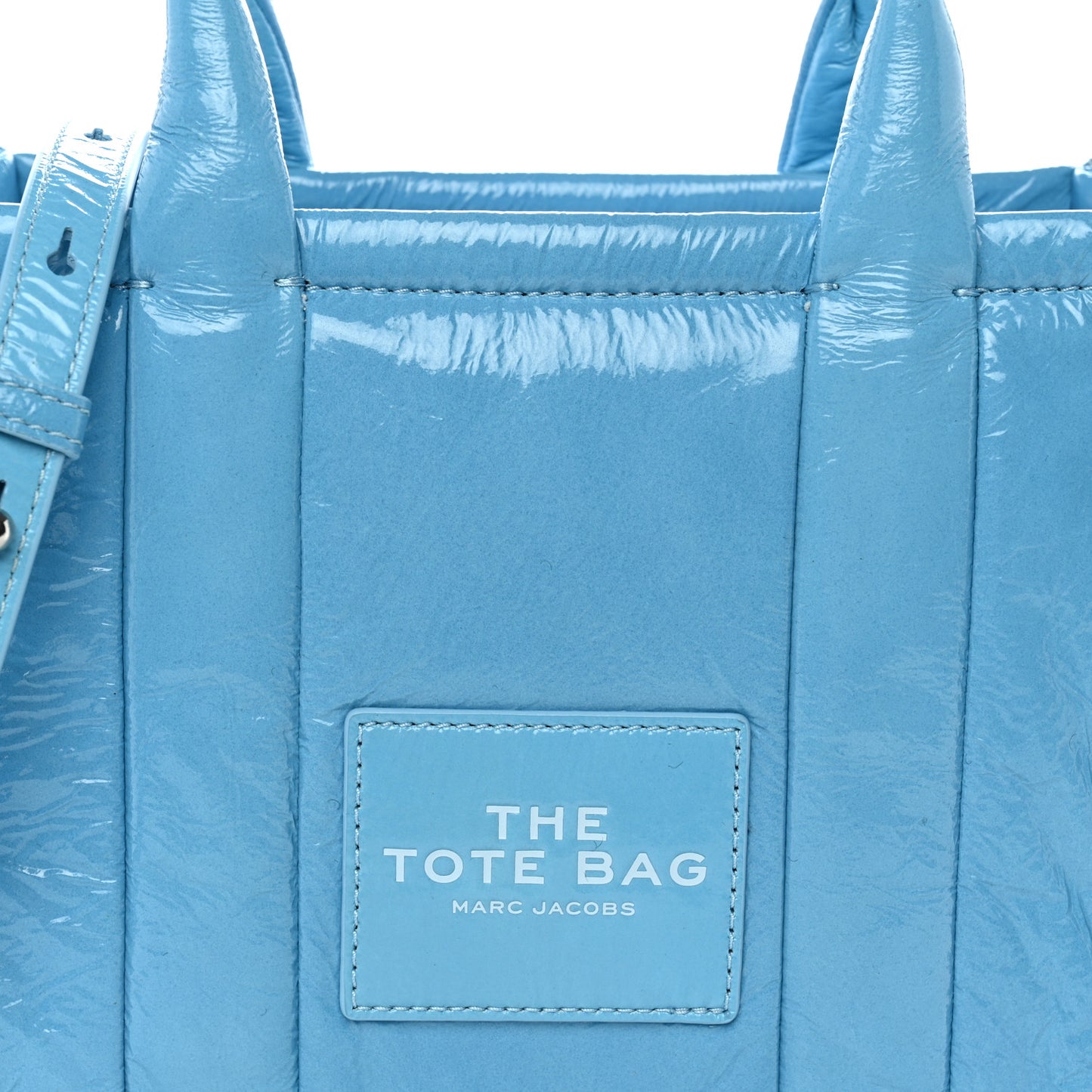 Shiny Crinkled Calfskin The Tote Bag Air Blue