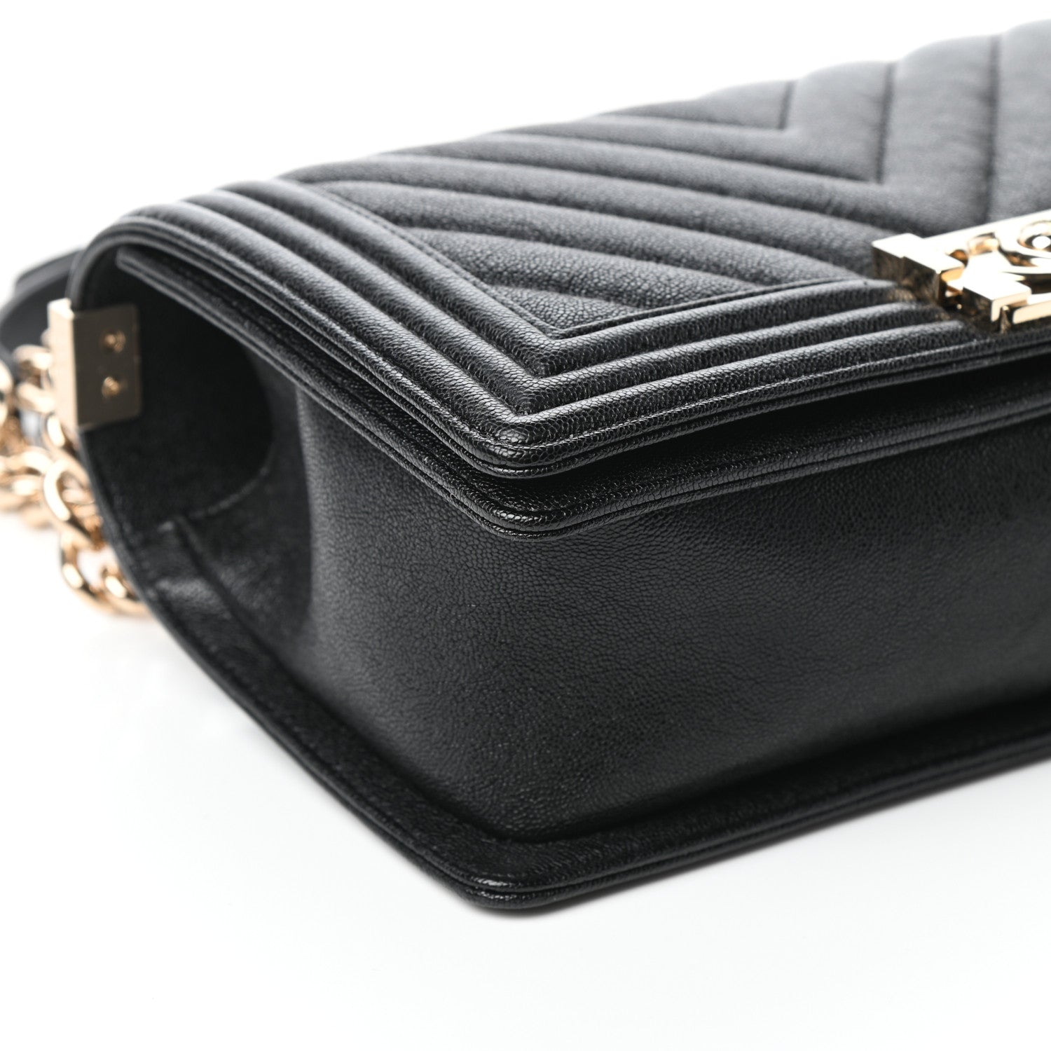 Chanel Caviar Chevron Quilted Medium Boy Flap Black 8 of 9