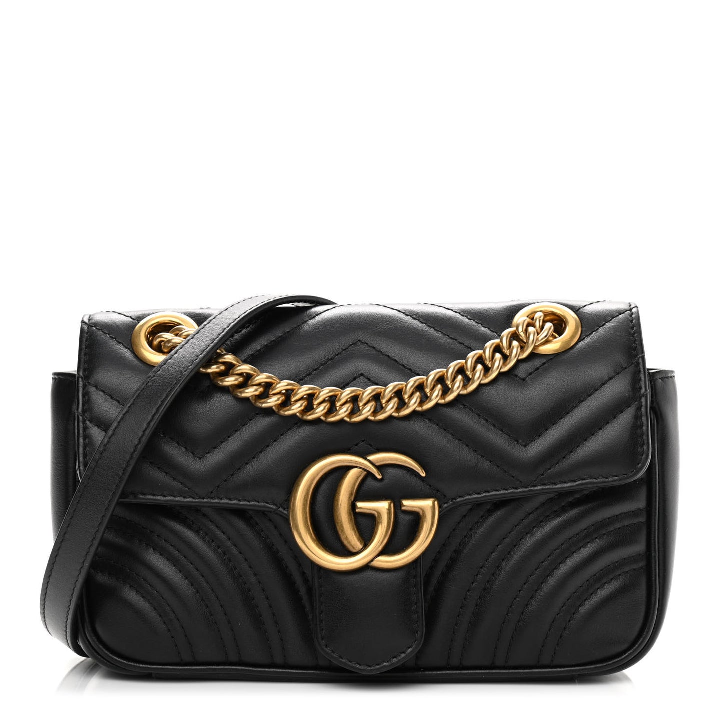 Calfskin Matelasse Mini GG Marmont Shoulder Bag Black