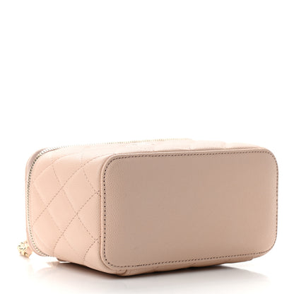Chanel Caviar Quilted Small Vanity Case With Chain Light Beige 4 of 9