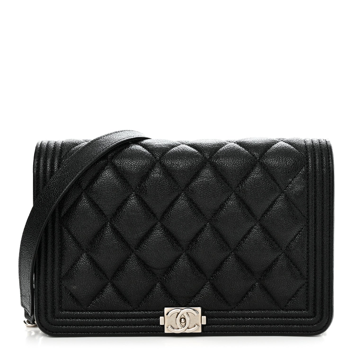 Chanel Caviar Quilted Boy Wallet On Chain WOC Black 1 of 15