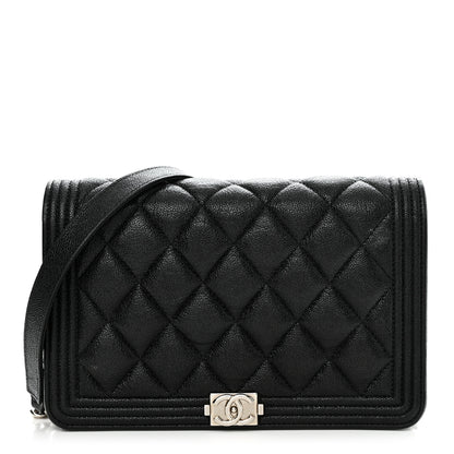 Chanel Caviar Quilted Boy Wallet On Chain WOC Black 1 of 15