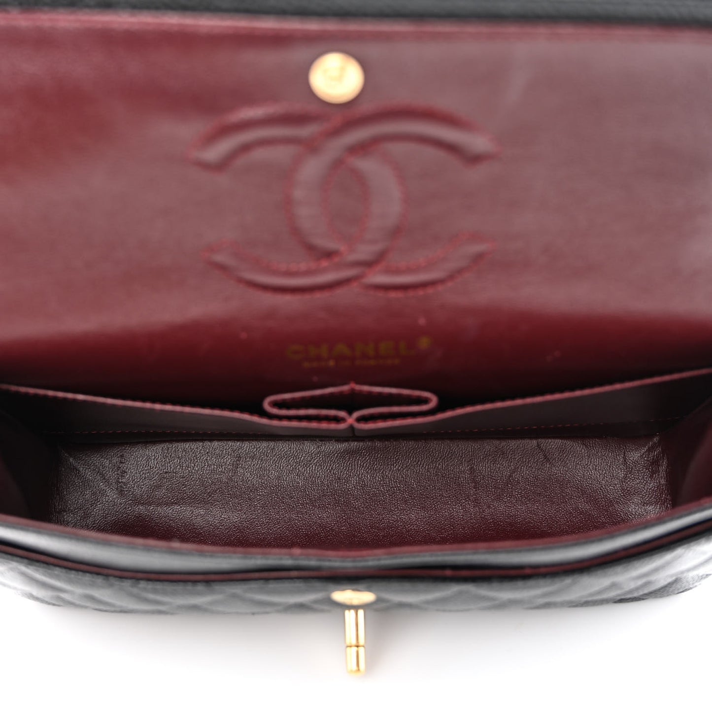 Caviar Quilted Medium Double Flap Black