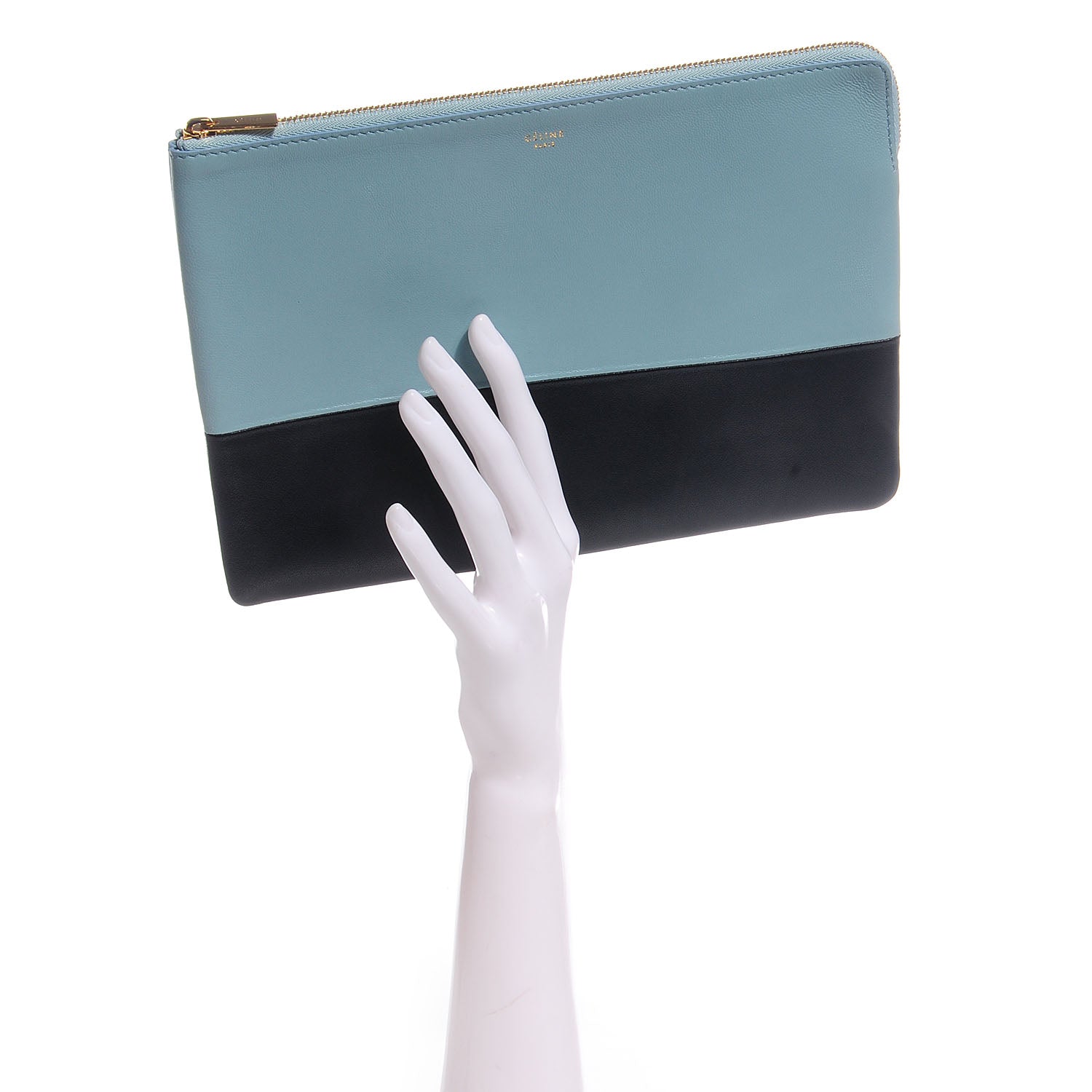 Celine Smooth Lambskin Bi-Color Solo Clutch Pouch Glacier Black 2 of 9
