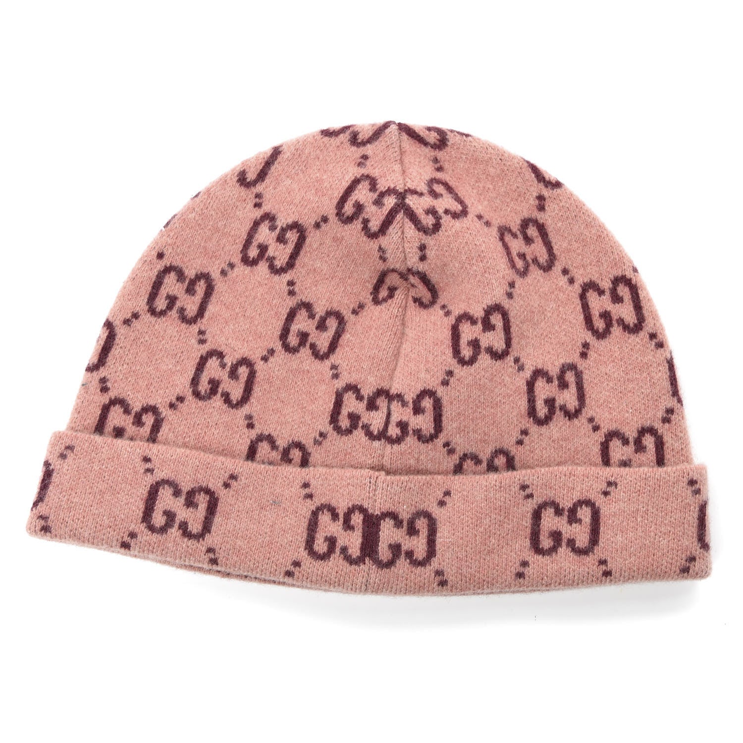 Gucci Wool GG Monogram Foghina Beanie Hat L Roseate Bordeaux 3 of 5