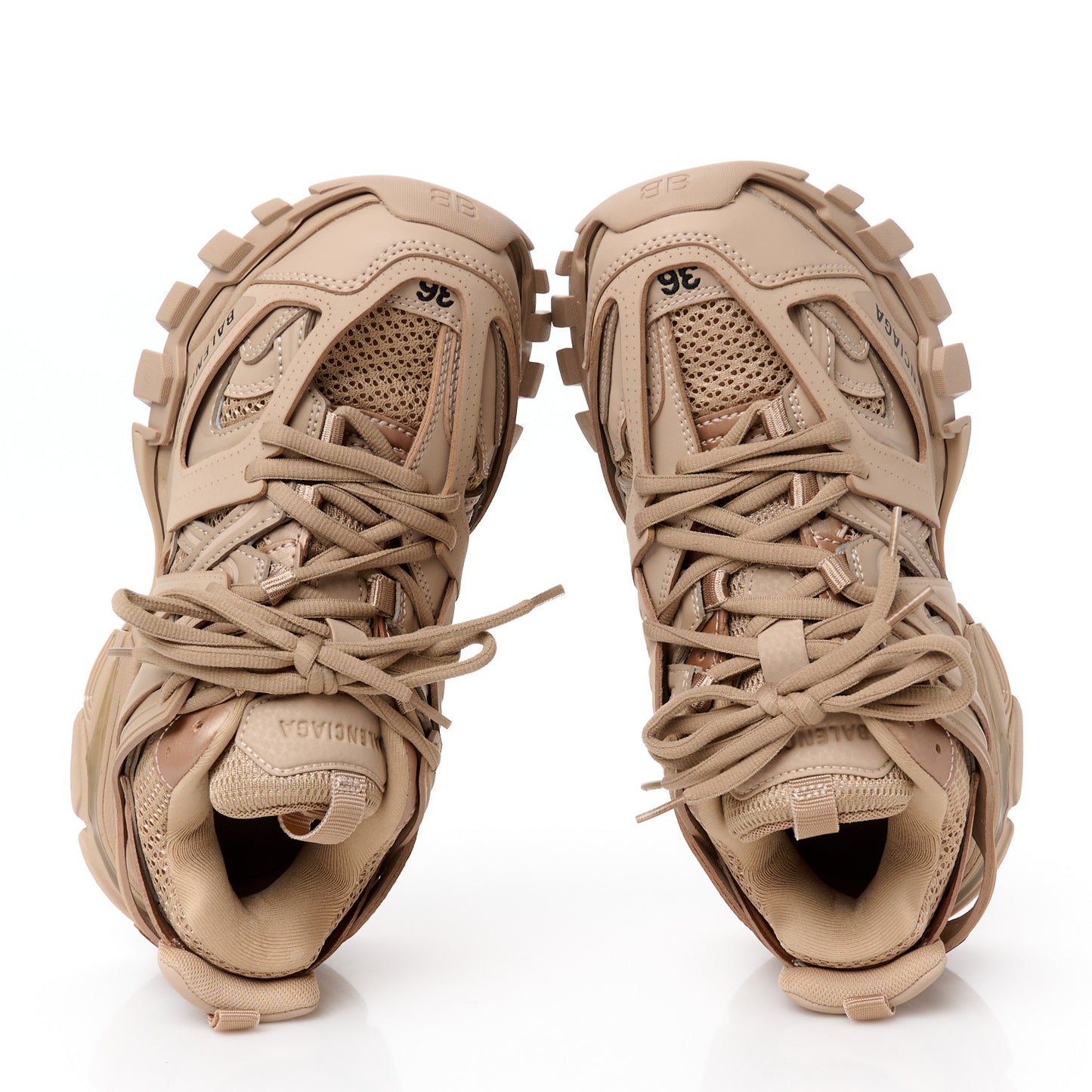 Mesh Rubber Uni-Matte Full Color Womens Track Sneakers 36 Full Beige