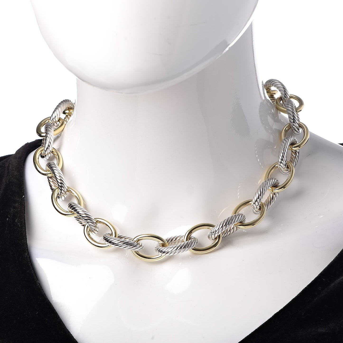 Sterling Silver 18K Yellow Gold 23mm Extra Large Oval Link Necklace