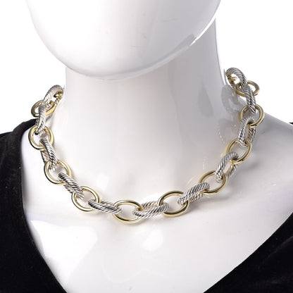 David Yurman Sterling Silver 18K Yellow Gold 23mm Extra Large Oval Link Necklace 2 of 5