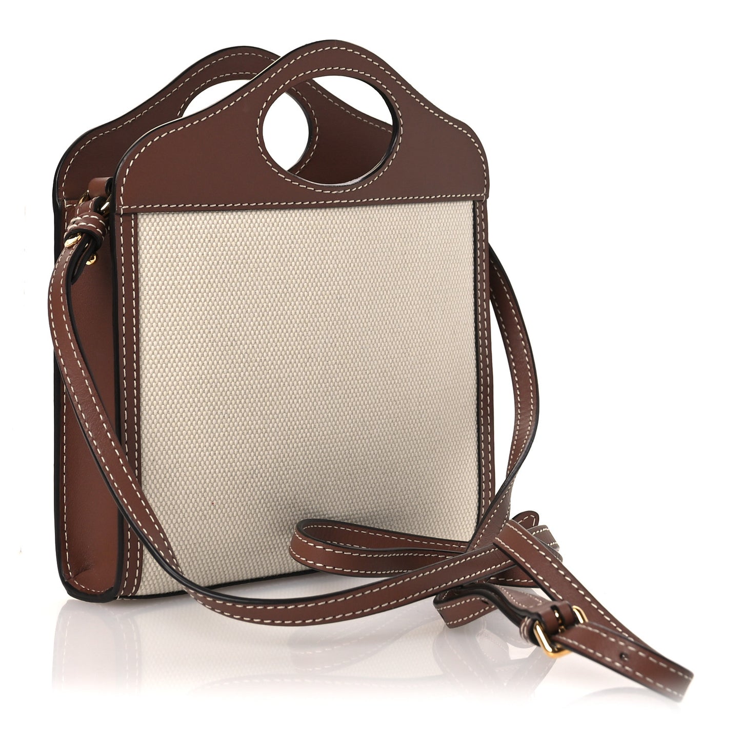 Smooth Calfskin Canvas Two Tone Micro Pocket Bag  Malt Brown Tan