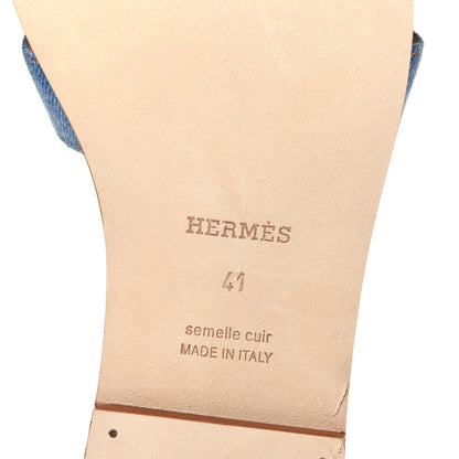 Hermes Denim Canvas Oran Sandals 41 Bleu Clair 9 of 12