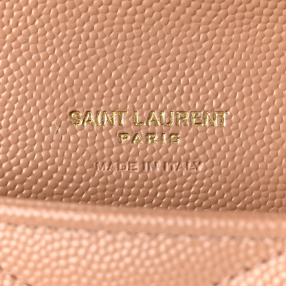 Saint Laurent Grain De Poudre Matelasse Chevron Monogram Envelope Clutch Vintage Peach 6 of 7