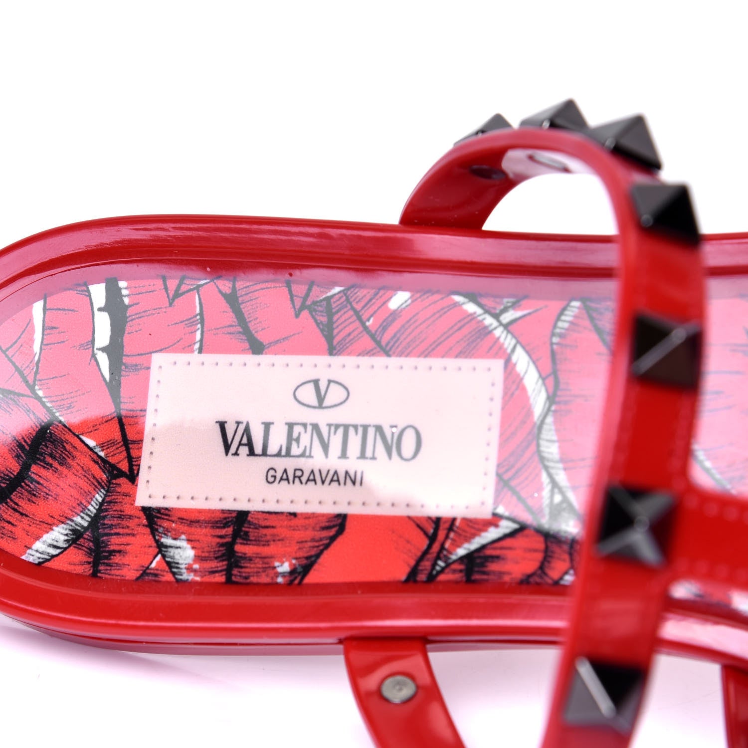 Valentino Garavani PVC Jelly Rockstud Le Rouge Caged Flat Thong Sandals 38 Lipstick 6 of 6