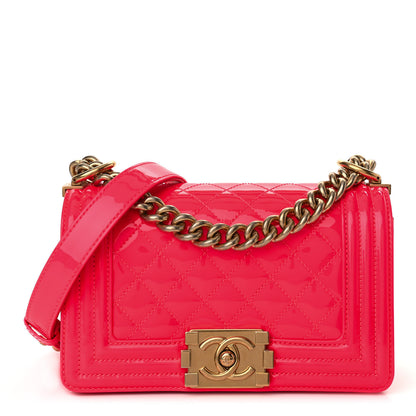 Chanel Patent Calfskin Quilted Small Boy Flap Pink 1 of 10