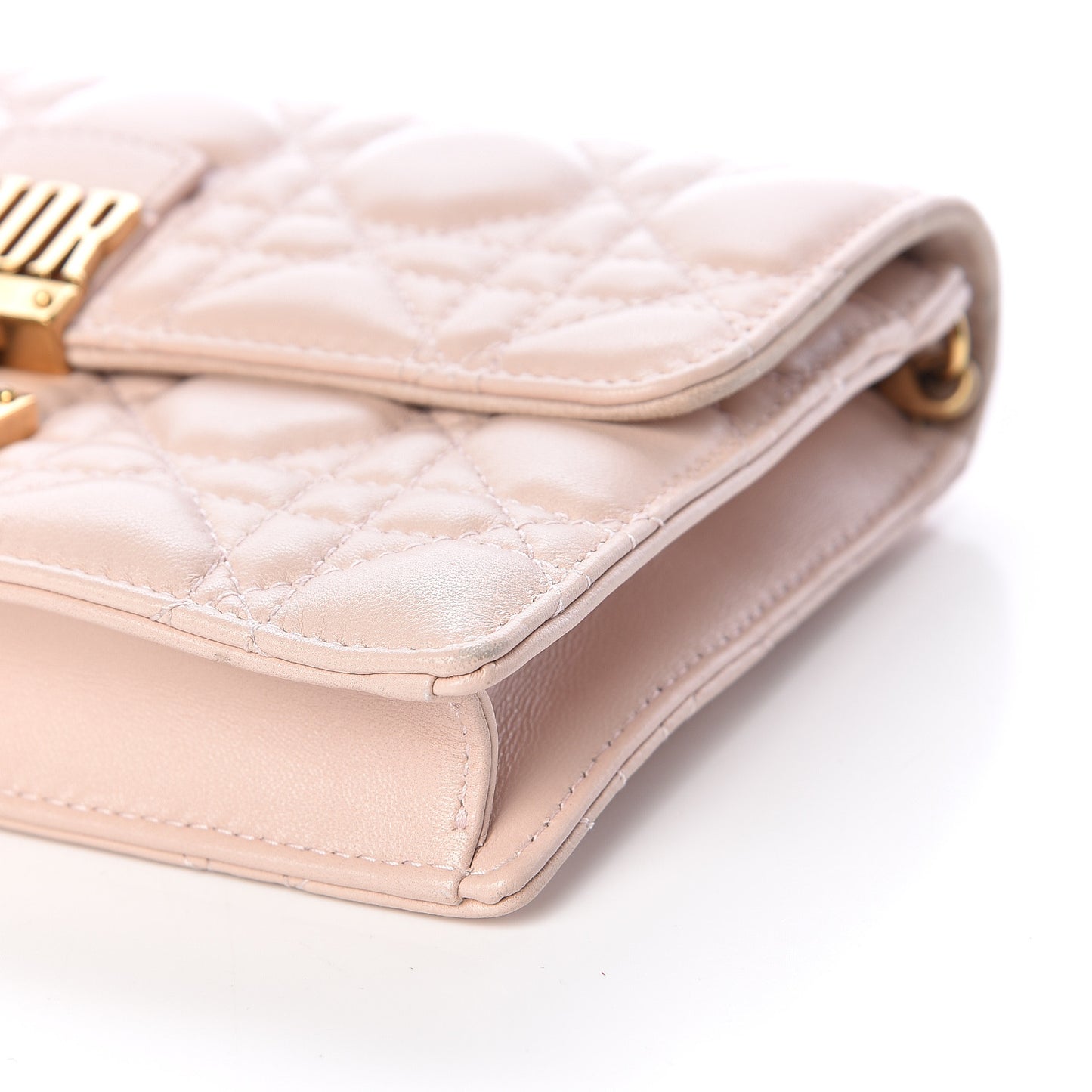 Lambskin Cannage Dioraddict Wallet on Chain Clutch Rose Poudre