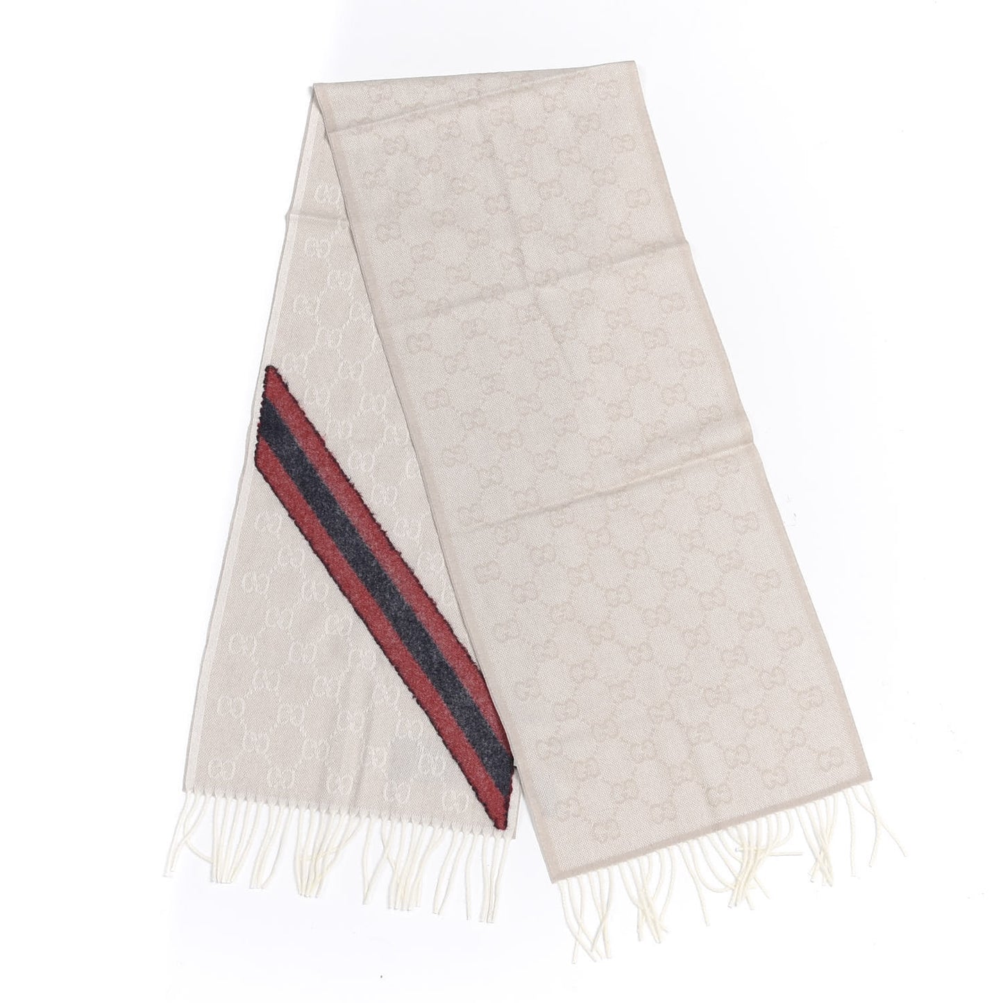 Wool Angora Monogram Web New Nikky Scarf Sand Blue