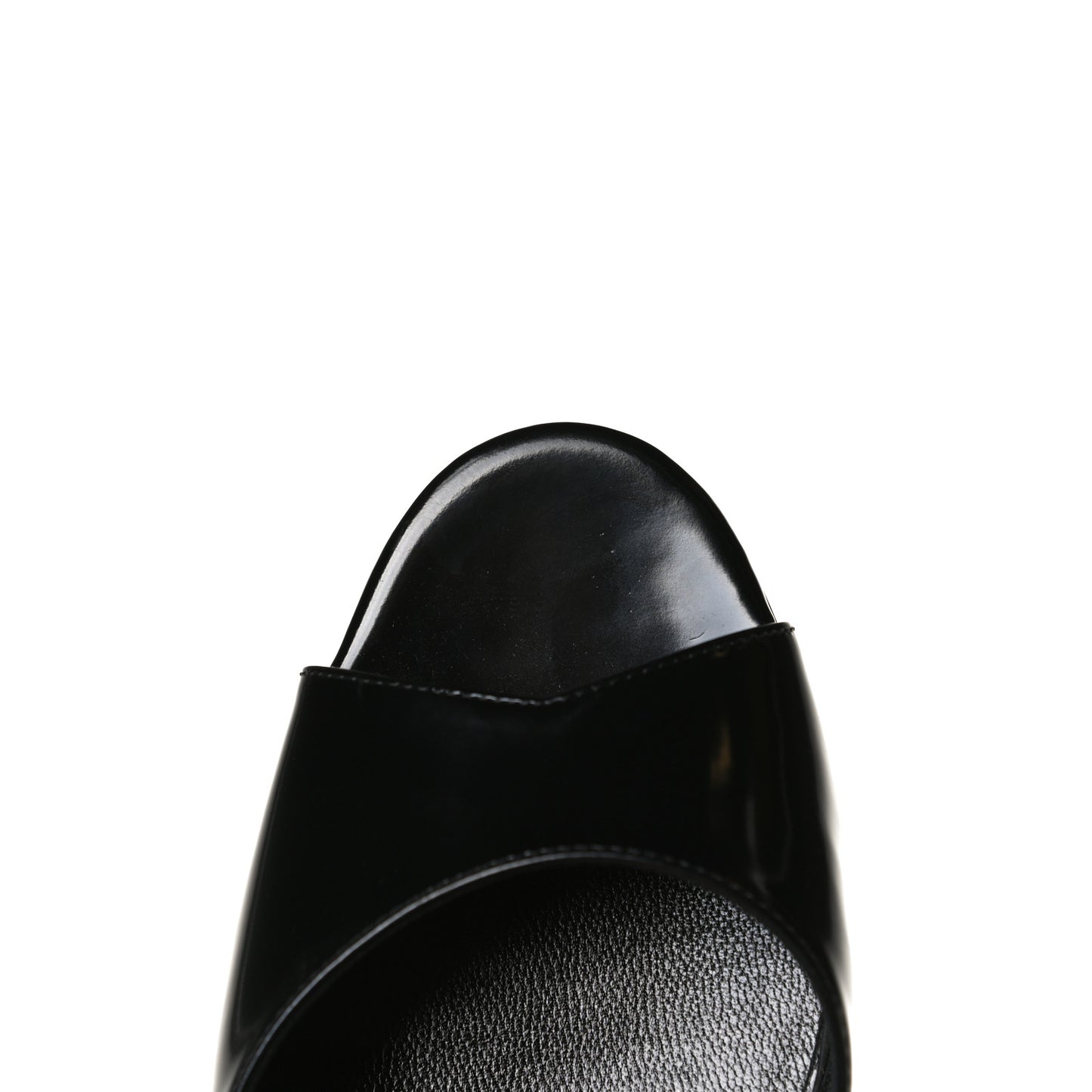Polished Calfskin Scarlet Mid Heel Slide Sandals 37.5 Black