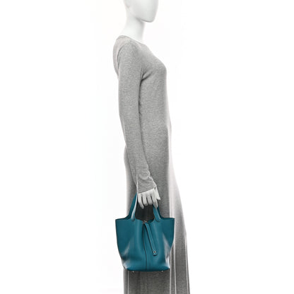 Hermes Taurillon Clemence Picotin Lock 22 MM Bleu Izmir 2 of 10