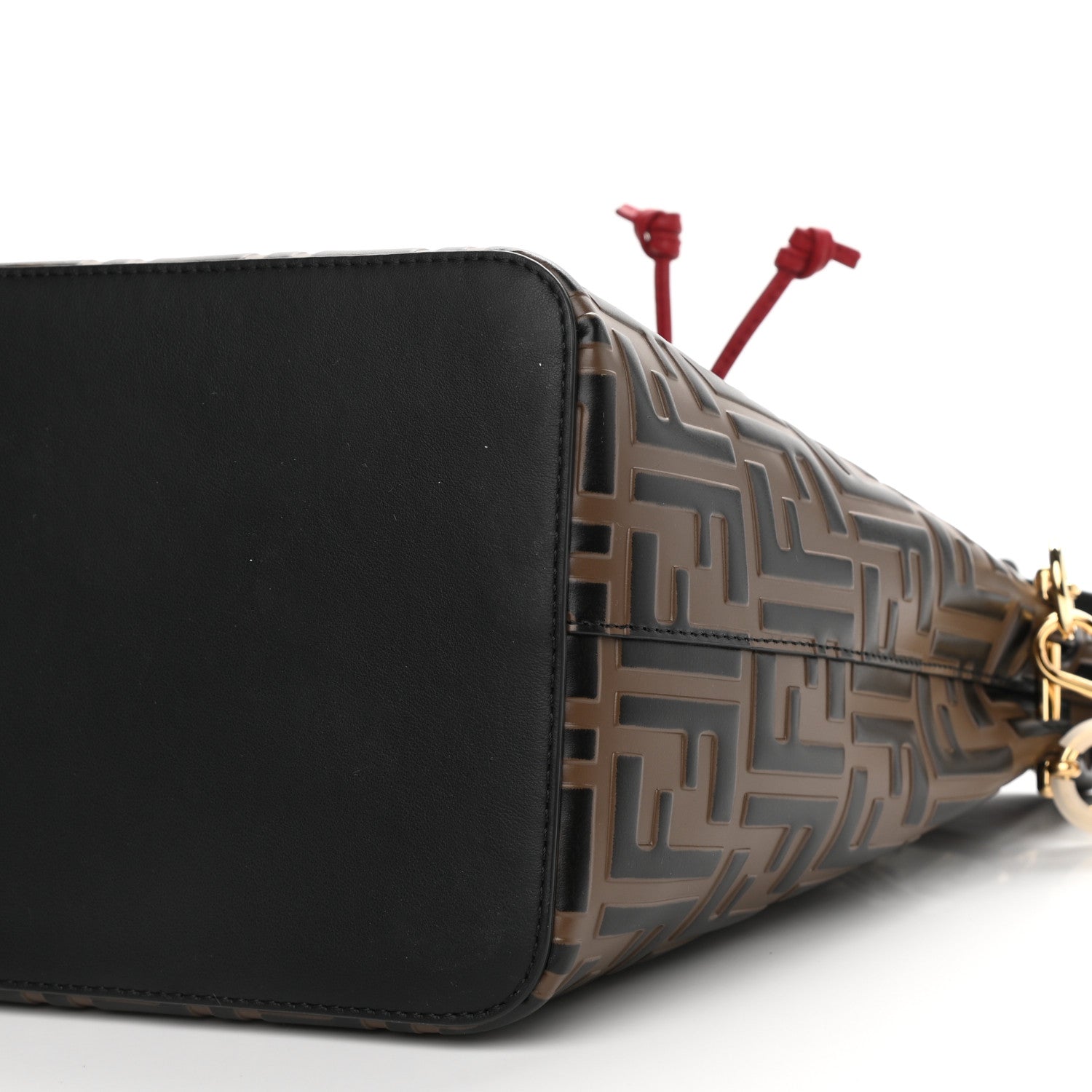 Fendi Vitello Grace F is Fendi Bi-Color FF 1974 Embossed Grande Mon Tresor Bucket Bag Maya Black Fragola 11 of 14