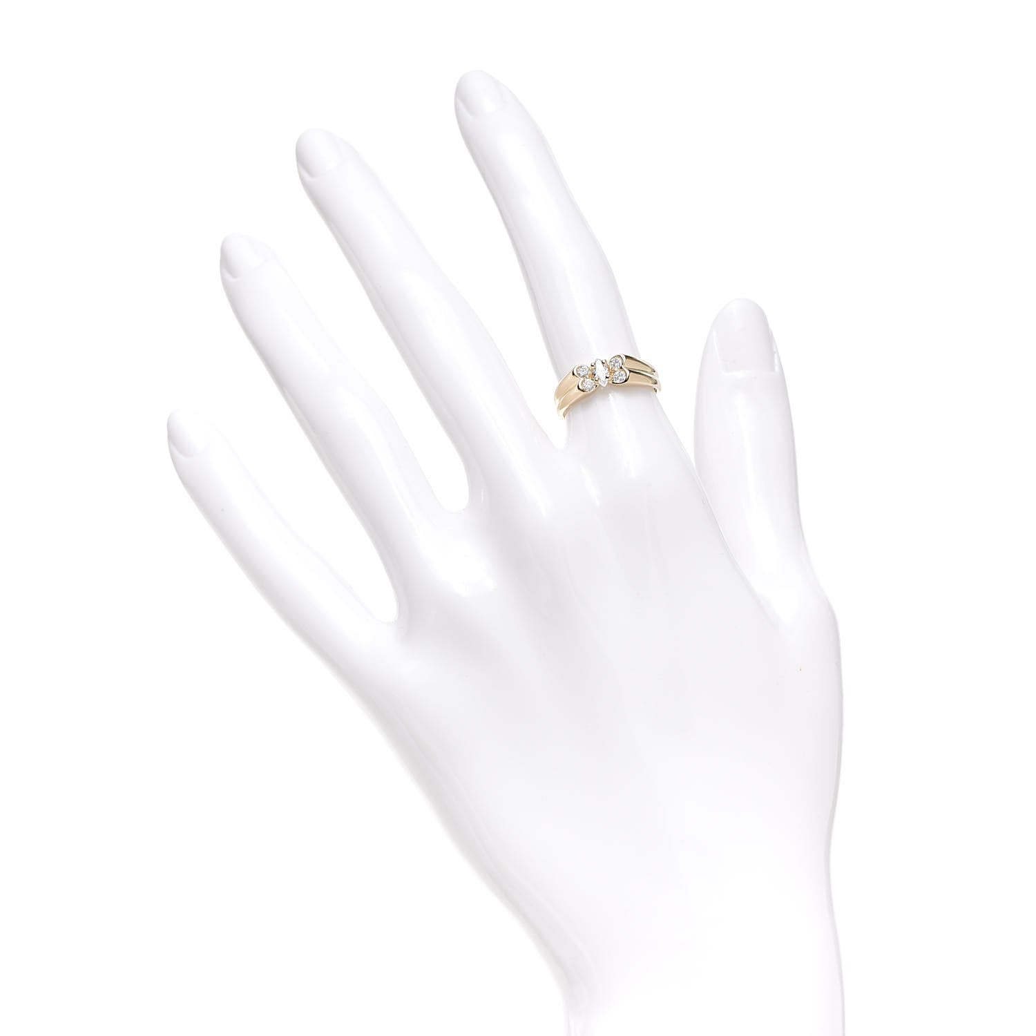 Van Cleef & Arpels 18K Yellow Gold Diamond Butterfly Ring 49 4.75 2 of 6