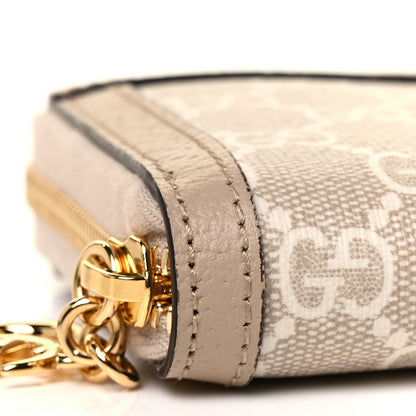 Gucci GG Supreme Monogram Textured Dollar Calfskin Web Ophidia Zip Around Wallet Beige Mystic White Oatmeal 7 of 8