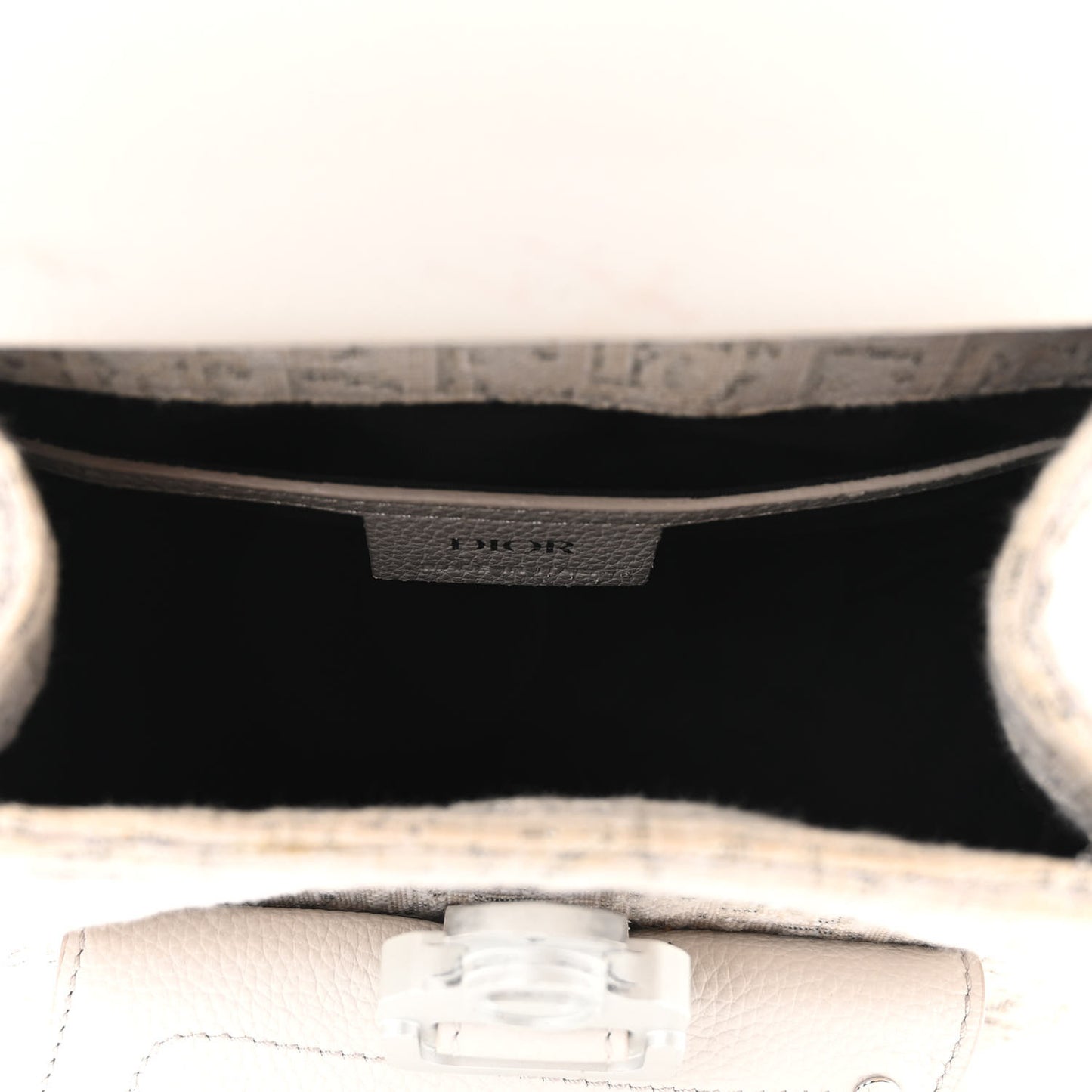 HOMME Oblique Jacquard Calfskin Mini Saddle Backpack Beige