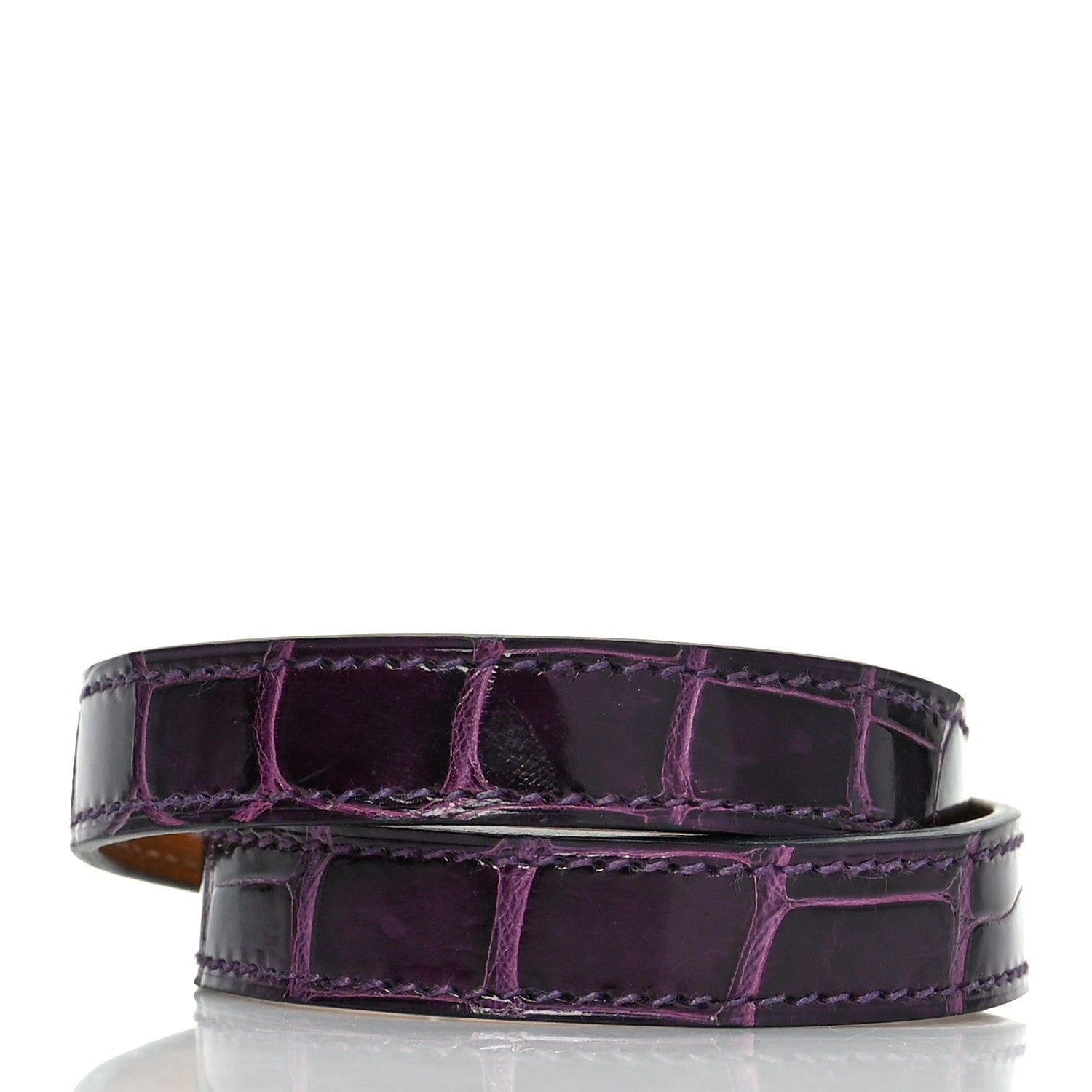 Hermes Shiny Alligator Kelly Double Tour Bracelet M Amethyst 3 of 6