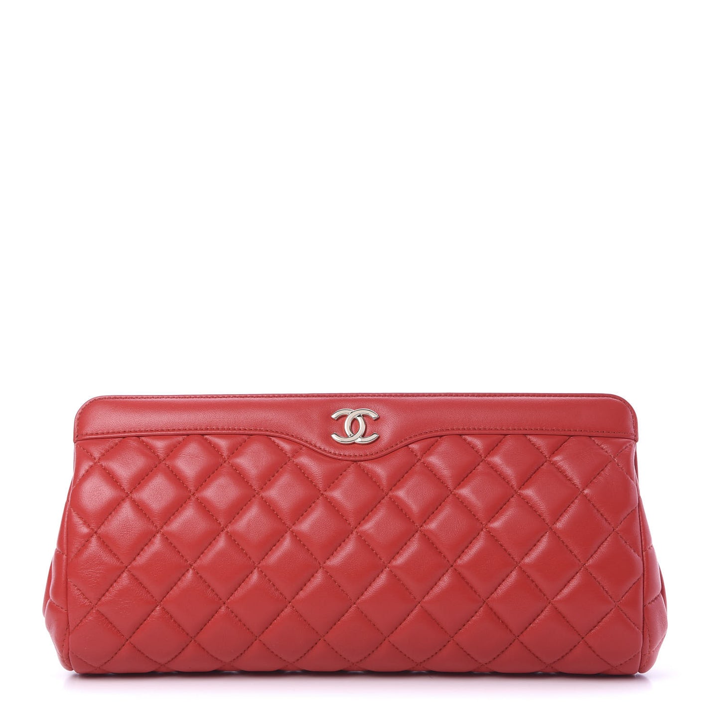 Lambskin Quilted Clutch Red
