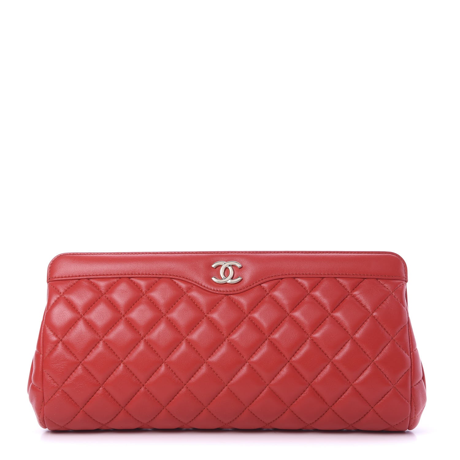 Chanel Lambskin Quilted Clutch Red 1 of 6