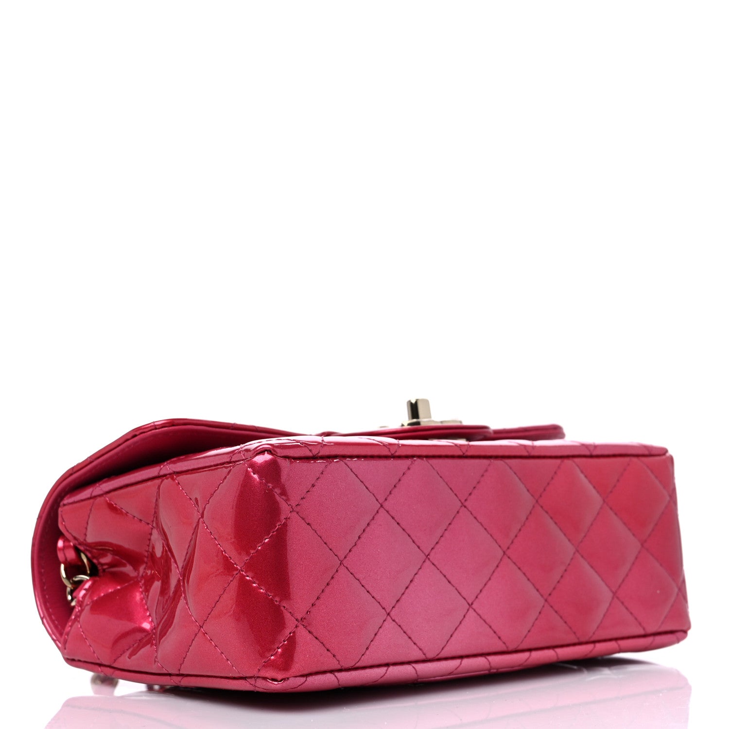 Chanel Shaded Patent Calfskin Quilted Mini Rectangular Flap Pink Dark Pink 4 of 10