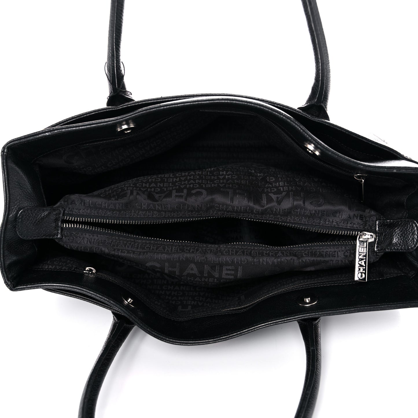 Calfskin Mademoiselle Lock Cerf Executive Shopper Tote Black