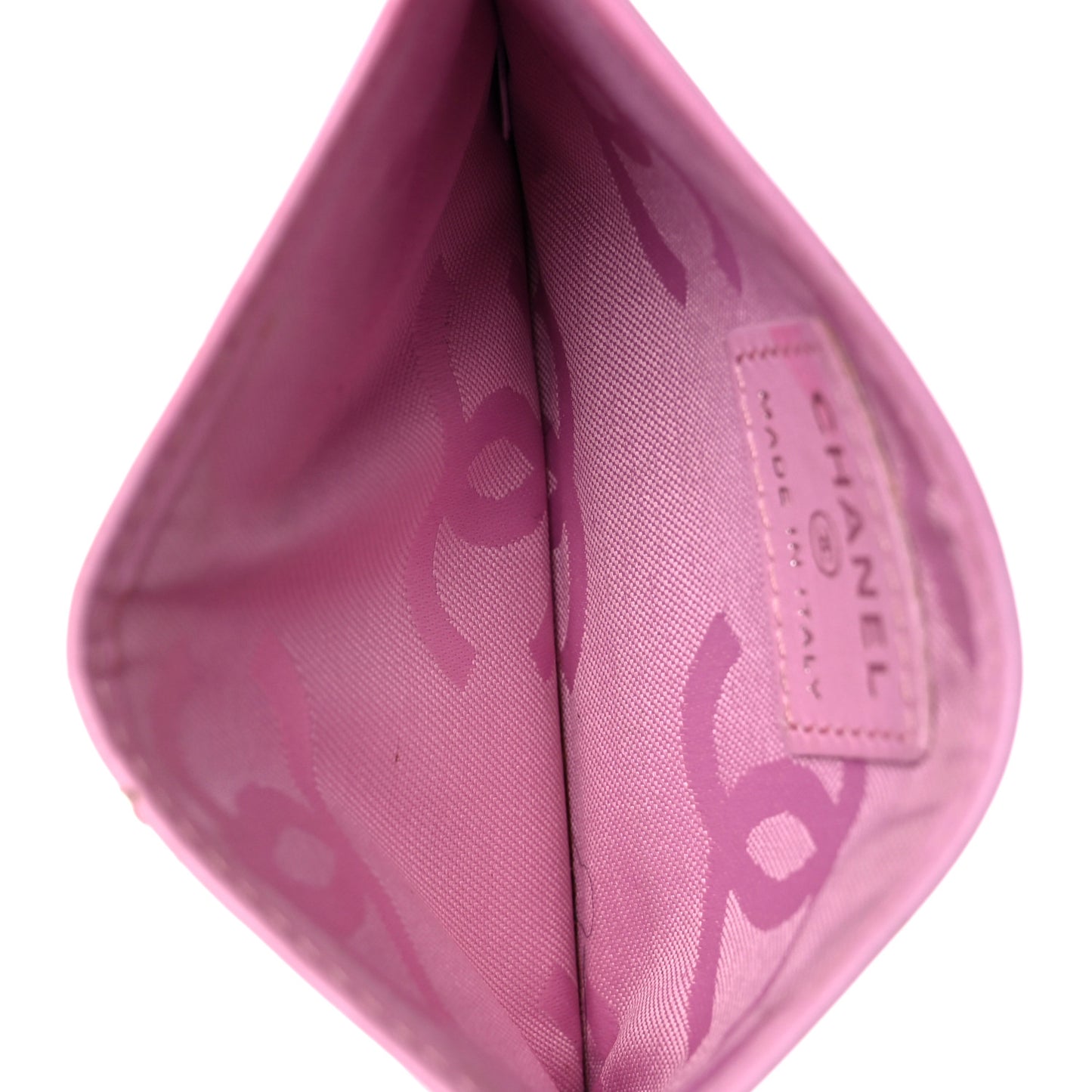 Calfskin Quilted Cambon Card Holder Pink Black