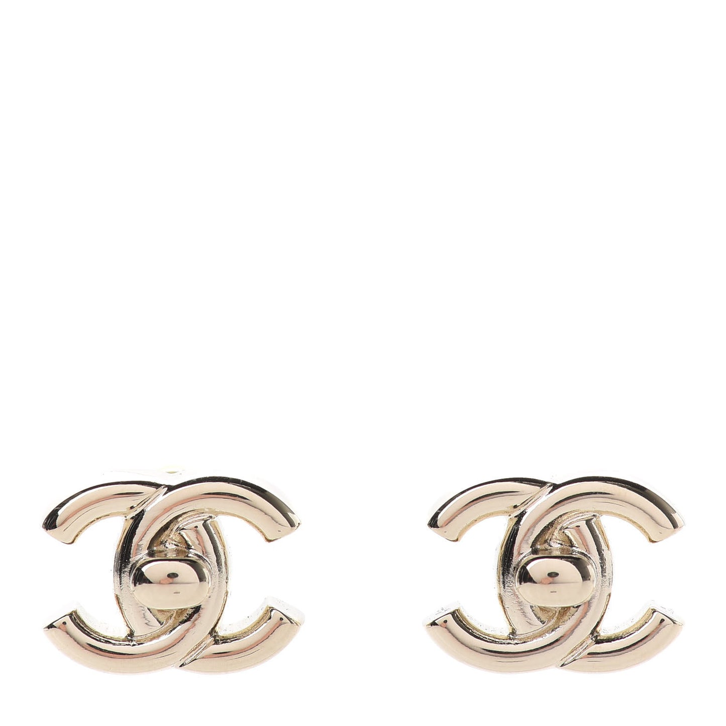 Metal CC Turnlock Earrings Gold