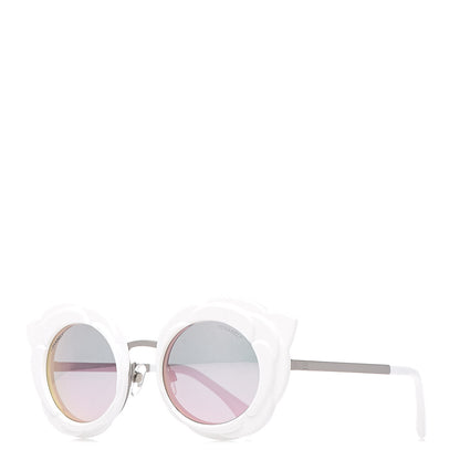 Chanel Round Camellia Sunglasses 71198 White 1 of 8