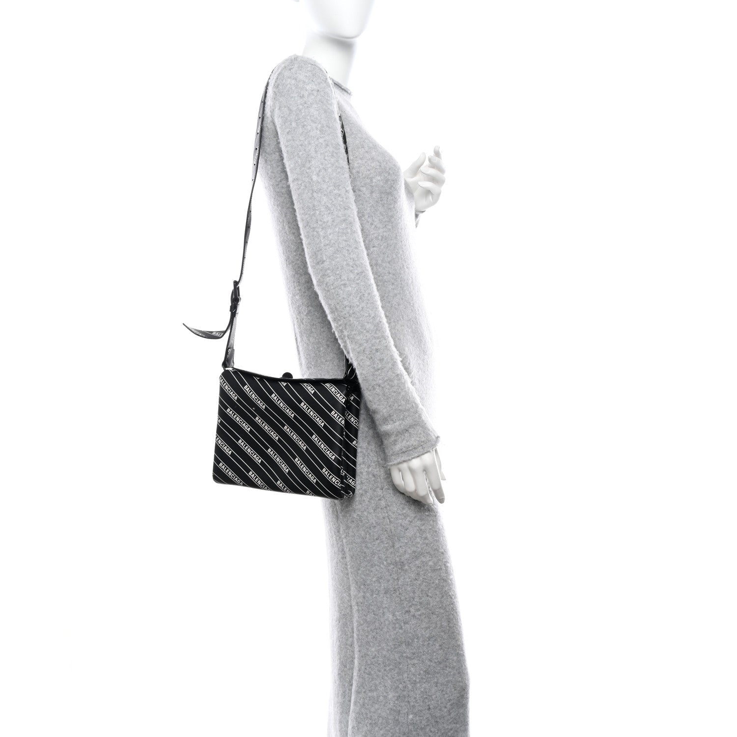 Balenciaga Calfskin All Over Logo Flap S Bag Black 2 of 19